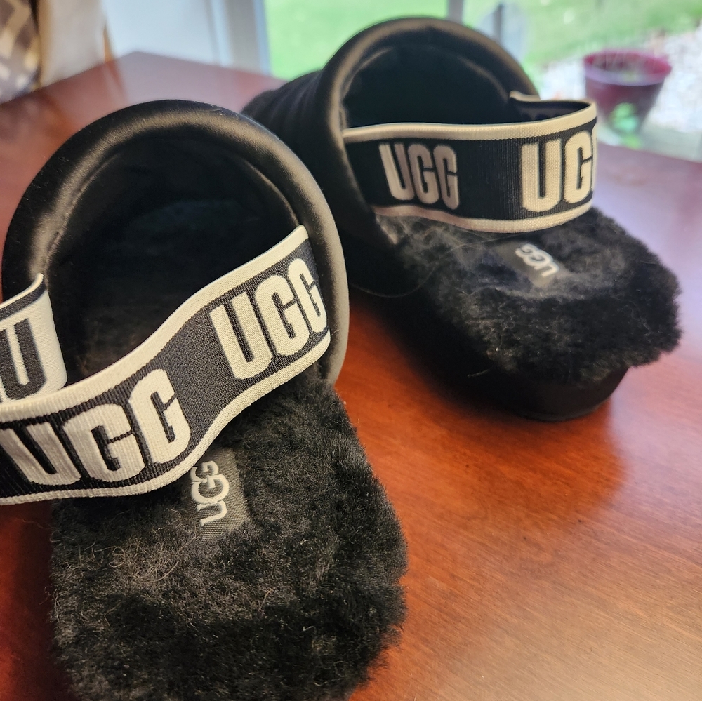 EUC authentic satin black UGG sling backs